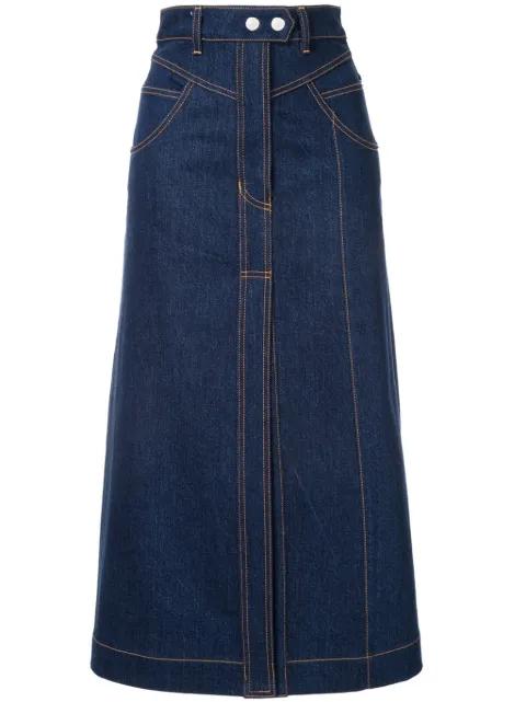Traffic panelled denim skirt by ELLERY