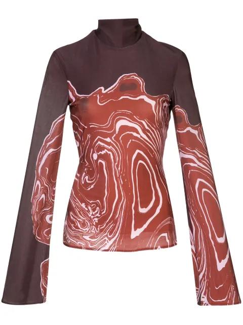 abstract-print roll neck top by ELLERY
