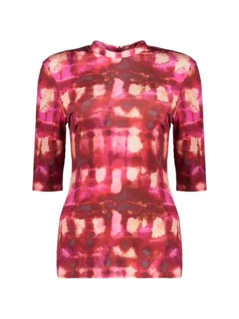 abstract-print three-quarter sleeve top by ELLERY