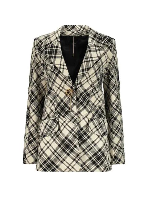 check-pattern jewel-button jacket by ELLERY