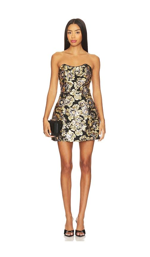 ELLIATT Celeste Strapless Mini Dress in Metallic Gold by ELLIATT