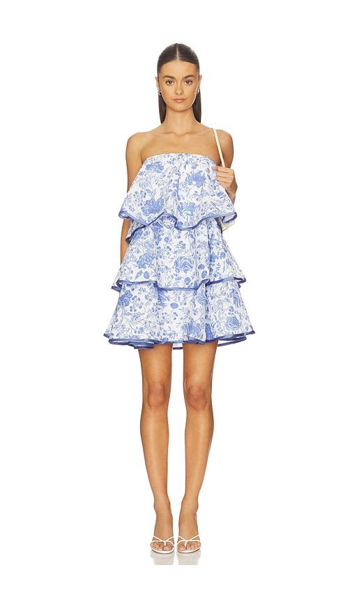 ELLIATT Elin Strapless Frilled Mini Dress in Royal by ELLIATT