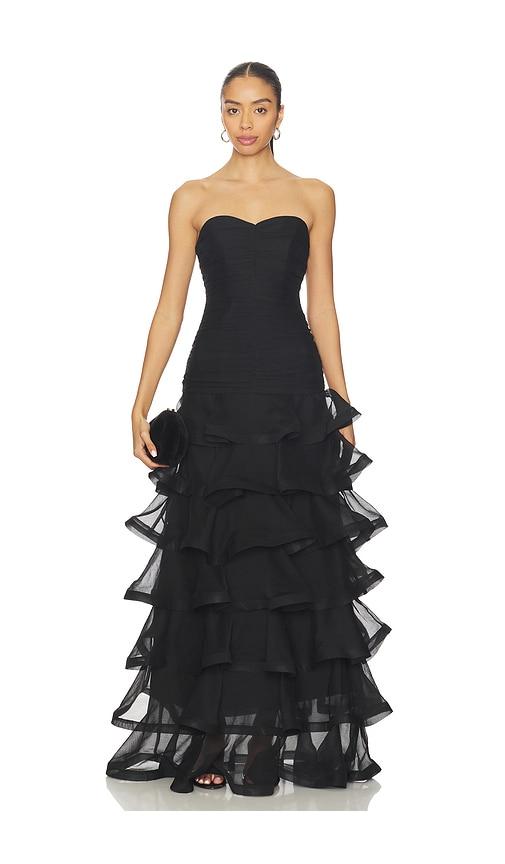 ELLIATT Evelin Tiered Gown in Black by ELLIATT