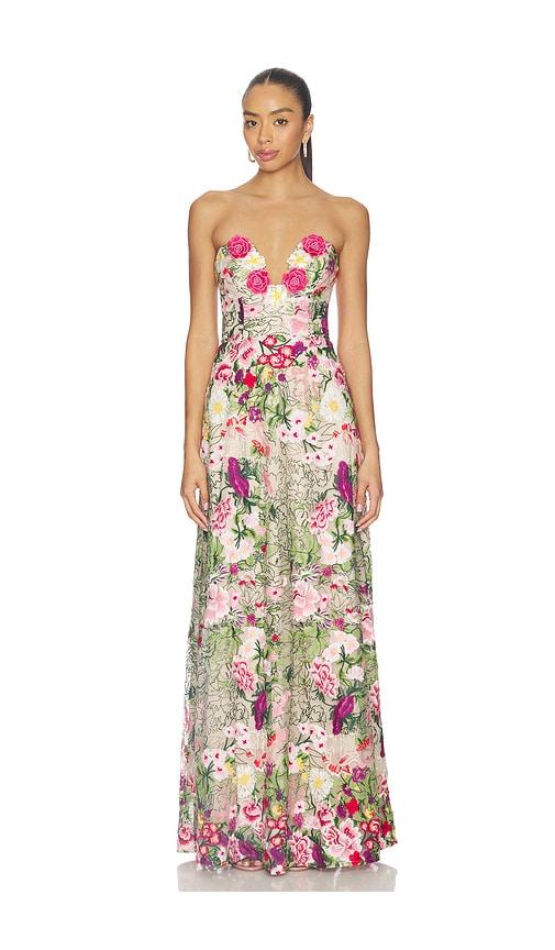 ELLIATT Flora Gown in Nude,Fuchsia by ELLIATT