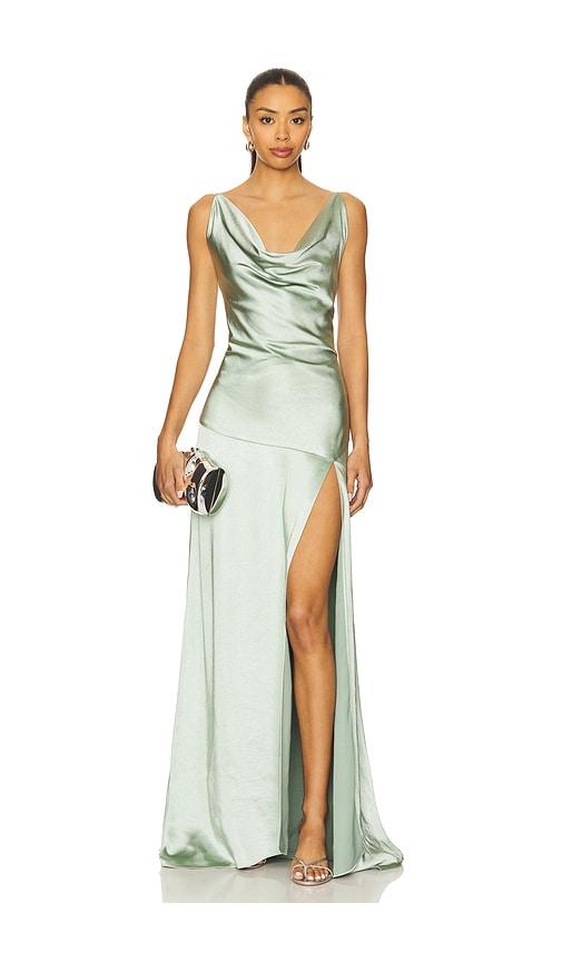 ELLIATT x REVOLVE Drape Satin Gown in Sage by ELLIATT