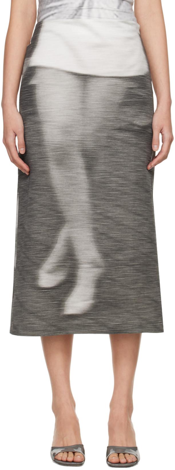 Gray Dancing Midi Skirt by ELLISS