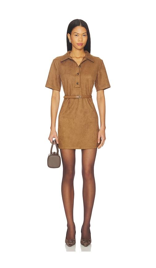 Elodie the Label Ace Faux Suede Mini Dress in Brown by ELODIE THE LABEL