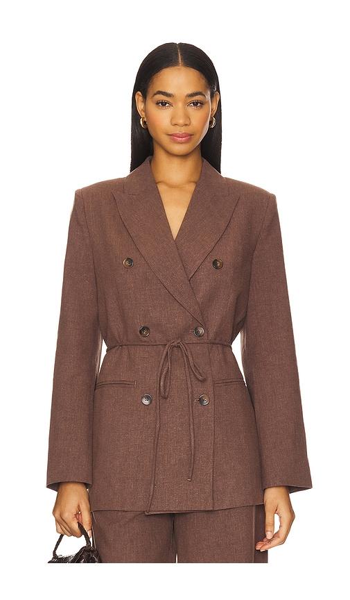 Elodie the Label Dion Linen Blazer in Brown by ELODIE THE LABEL
