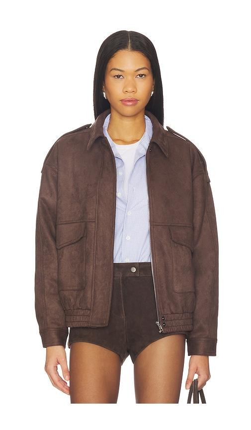 Elodie the Label Elio Faux Suede Jacket in Chocolate by ELODIE THE LABEL