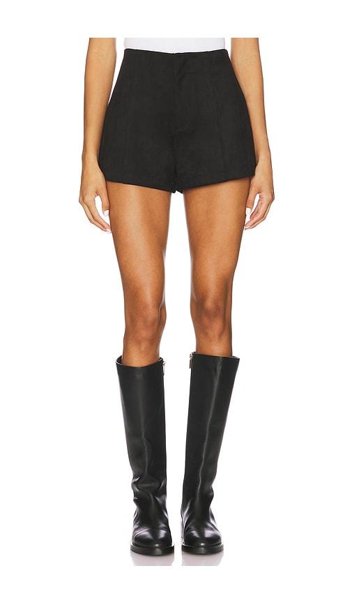 Elodie the Label Elodie Hayes Faux Suede Shorts in Black by ELODIE THE LABEL