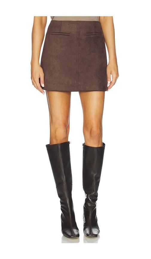 Elodie the Label Elodie Mina Faux Suede Mini Skirt in Brown by ELODIE THE LABEL