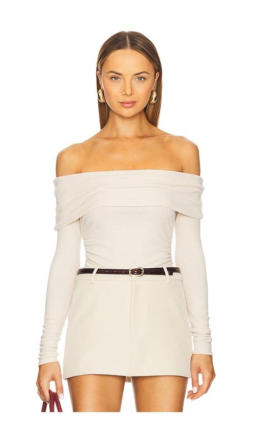 Elodie the Label Kate Off Shoulder Knit Top in Ivory by ELODIE THE LABEL