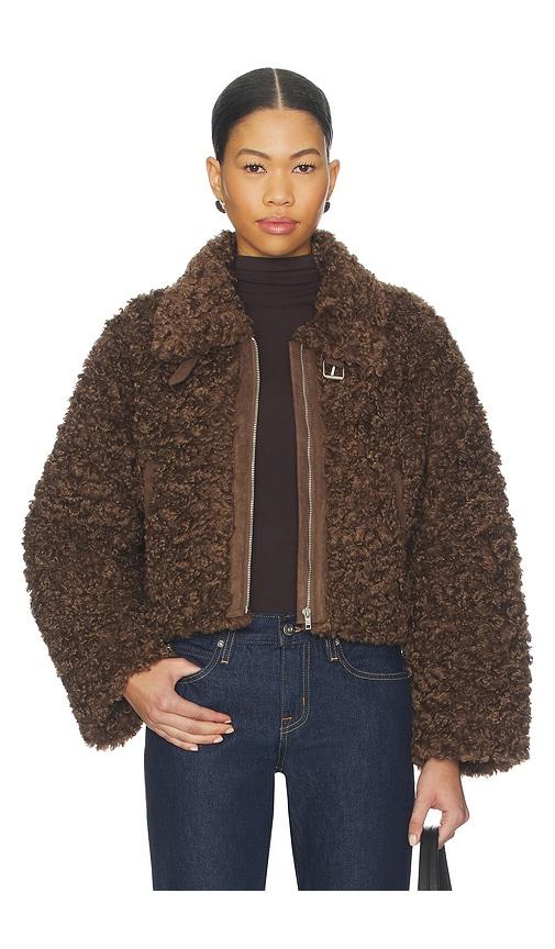 Elodie the Label Rio Faux Fur Jacket in Brown by ELODIE THE LABEL