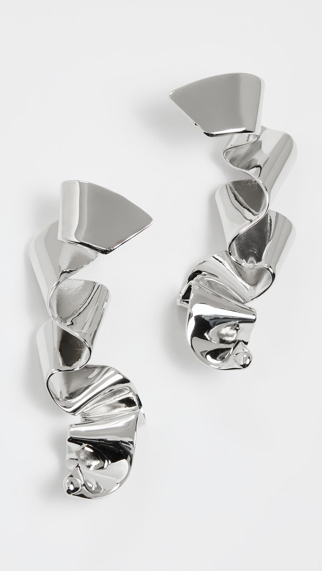 Metal Sculpture Ribbon Earrings by ELSIE FRIEDA