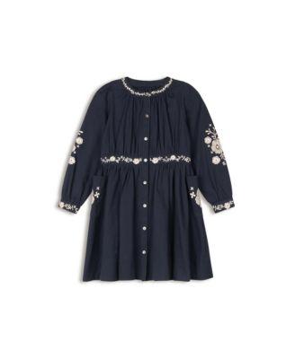 Girls' Floral Embroidered Waisted Cotton Dress - Little Kid by ELY'S&CO.