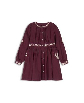 Girls' Floral Embroidered Waisted Cotton Dress - Little Kid by ELY'S&CO.