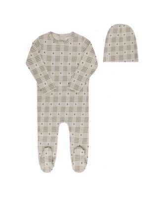 Unisex Cotton Floral Plaid Collection Footie + Beanie - Baby by ELY'S&CO.