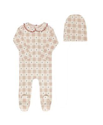 Unisex Cotton Floral Plaid Collection Footie + Beanie - Baby by ELY'S&CO.