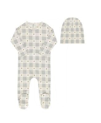 Unisex Cotton Floral Plaid Collection Footie + Beanie - Baby by ELY'S&CO.