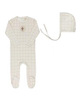 Unisex Modal French Terry Plaid Sheep Collection Footie + Bonnet - Baby by ELY'S&CO.