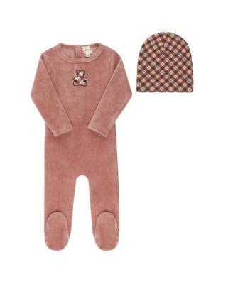 Unisex Velour Plaid Bear Collection Footie + Beanie - Baby by ELY'S&CO.