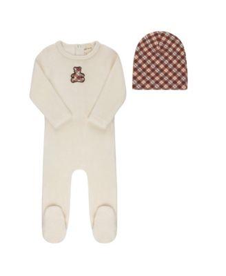 Unisex Velour Plaid Bear Collection Footie + Beanie - Baby by ELY'S&CO.