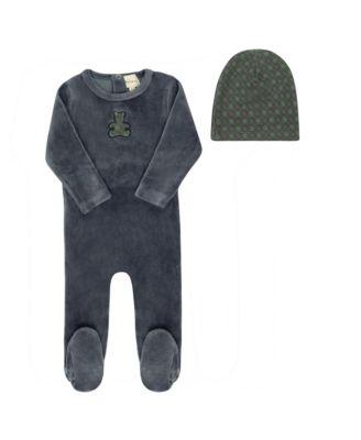 Unisex Velour Plaid Bear Collection Footie + Beanie - Baby by ELY'S&CO.