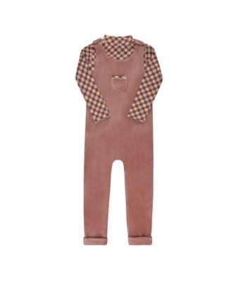 Unisex Velour Plaid Bear Collection Overalls and Turtleneck - Baby by ELY'S&CO.