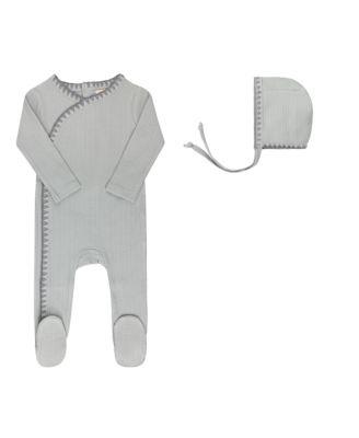 Unisex Whip Stitch Collection Footie + Bonnet - Baby by ELY'S&CO.