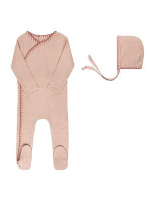 Unisex Whip Stitch Collection Footie + Bonnet - Baby by ELY'S&CO.