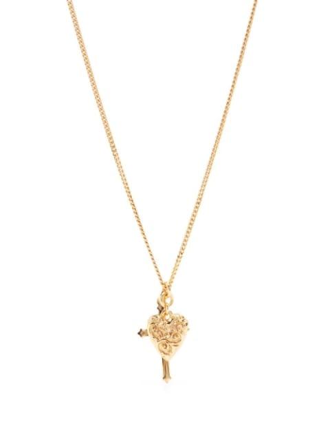 Gold Cross and arabesque heart Pendant by EMANUELE BICOCCHI