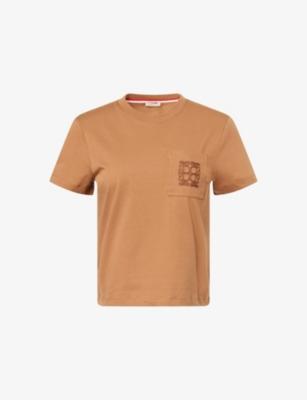 Brand-Embroidered Short-Sleeve Cotton T-Shirt by EMELLO