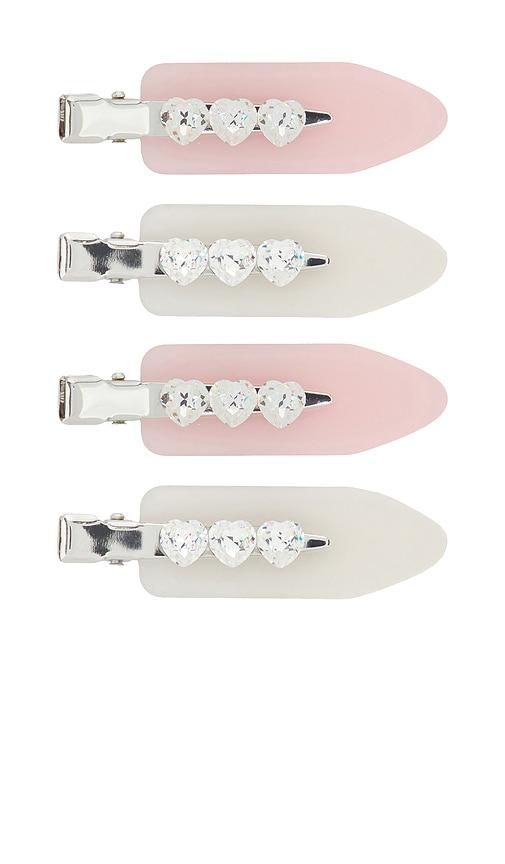 Emi Jay Popstar Clip Set Of 4 in Pink, White by EMI JAY