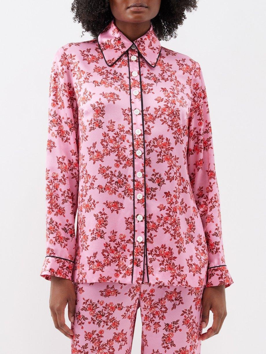 Anya rose-print silk-satin pyjama top by EMILIA WICKSTEAD