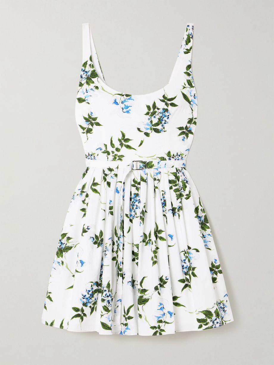 Eglantine belted gathered floral-print cotton-poplin mini dress by EMILIA WICKSTEAD
