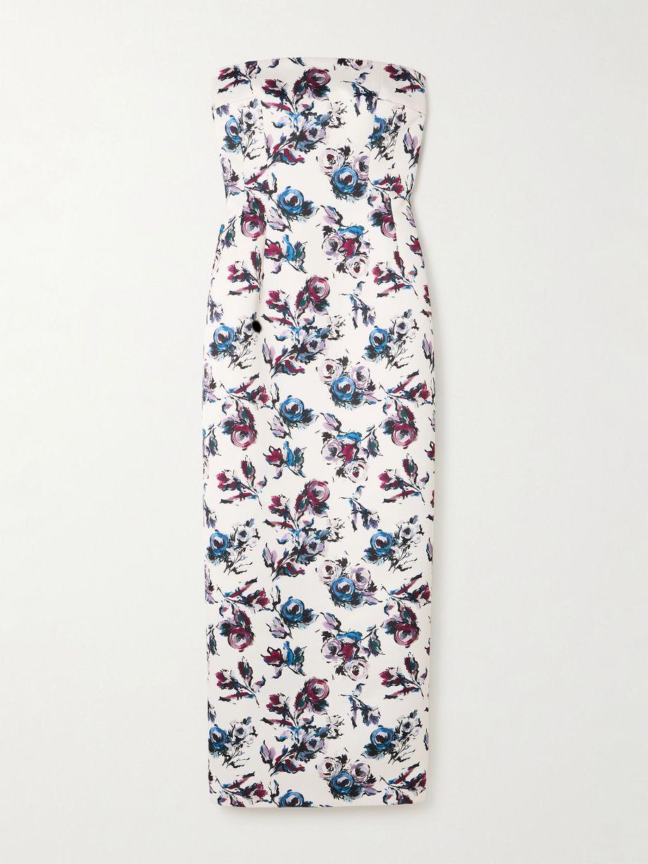 Laelia Genzianella strapless floral-print duchesse-satin midi dress by EMILIA WICKSTEAD