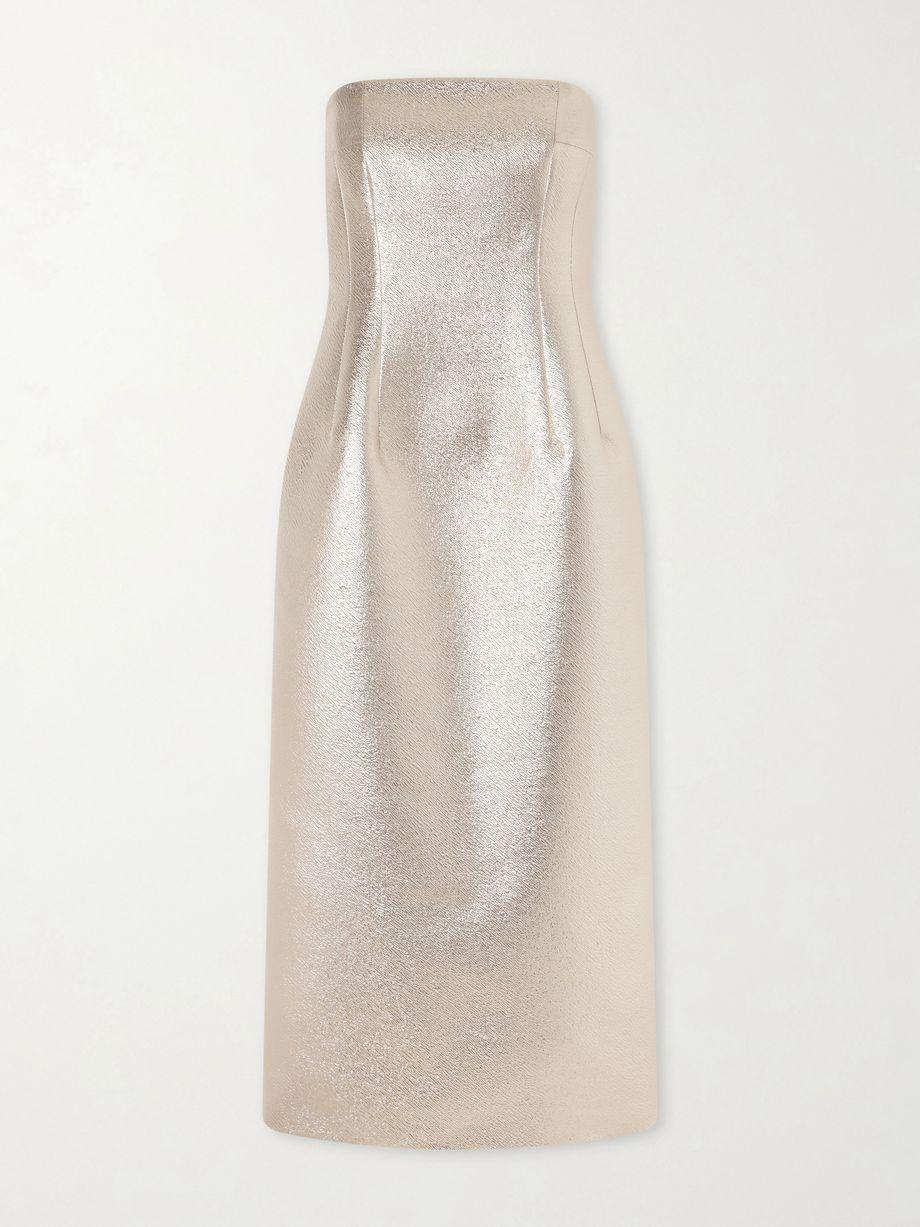 Leila strapless metallic cloque midi dress by EMILIA WICKSTEAD