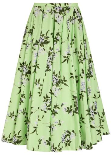 Rhea floral-print cotton midi skirt by EMILIA WICKSTEAD