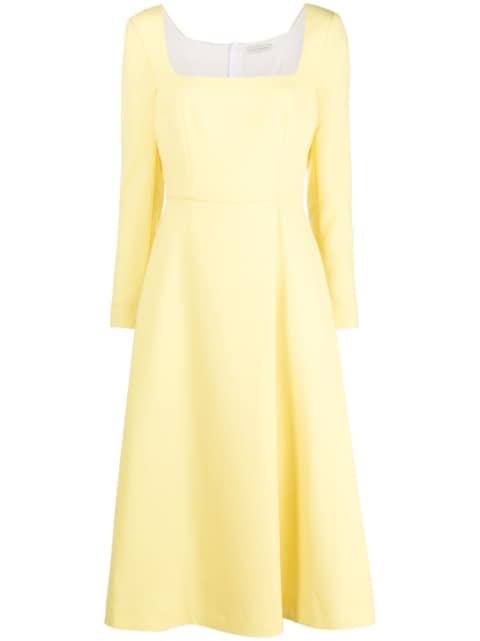 long-sleeve flared midi dress by EMILIA WICKSTEAD