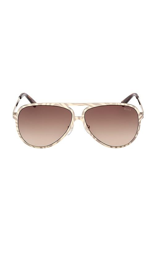 Emilio Pucci Pilot Sunglasses in Cream by EMILIO PUCCI