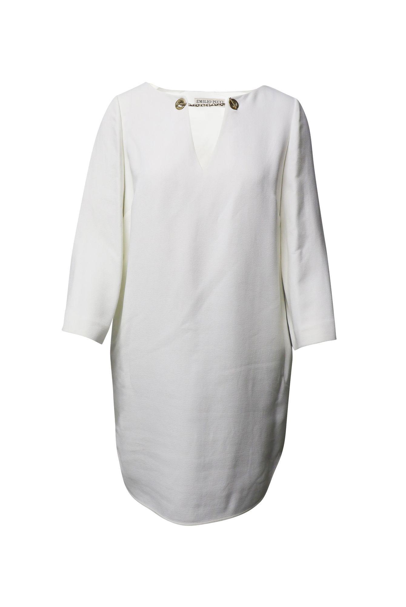 Preloved Chain Neck Tunic Dress in White Silk by EMILIO PUCCI