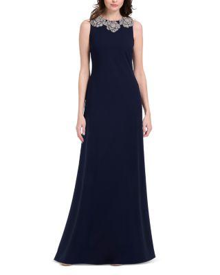 Crystal Floral Neck Gown by EMILY SHALANT