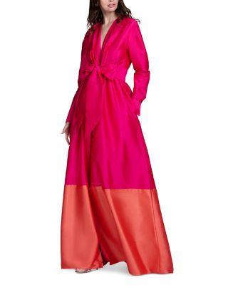 Taffeta Color Blocked Tie Front Gown by EMILY SHALANT