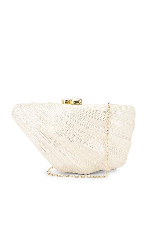 Emm Kuo Saline Fan Shaped Evening Clutch in Cream by EMM KUO