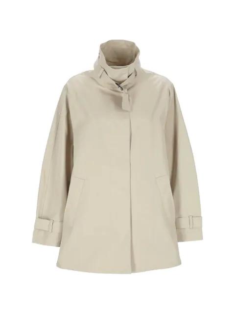 buckle-fastening high-neck coat by EMMA E GAIA