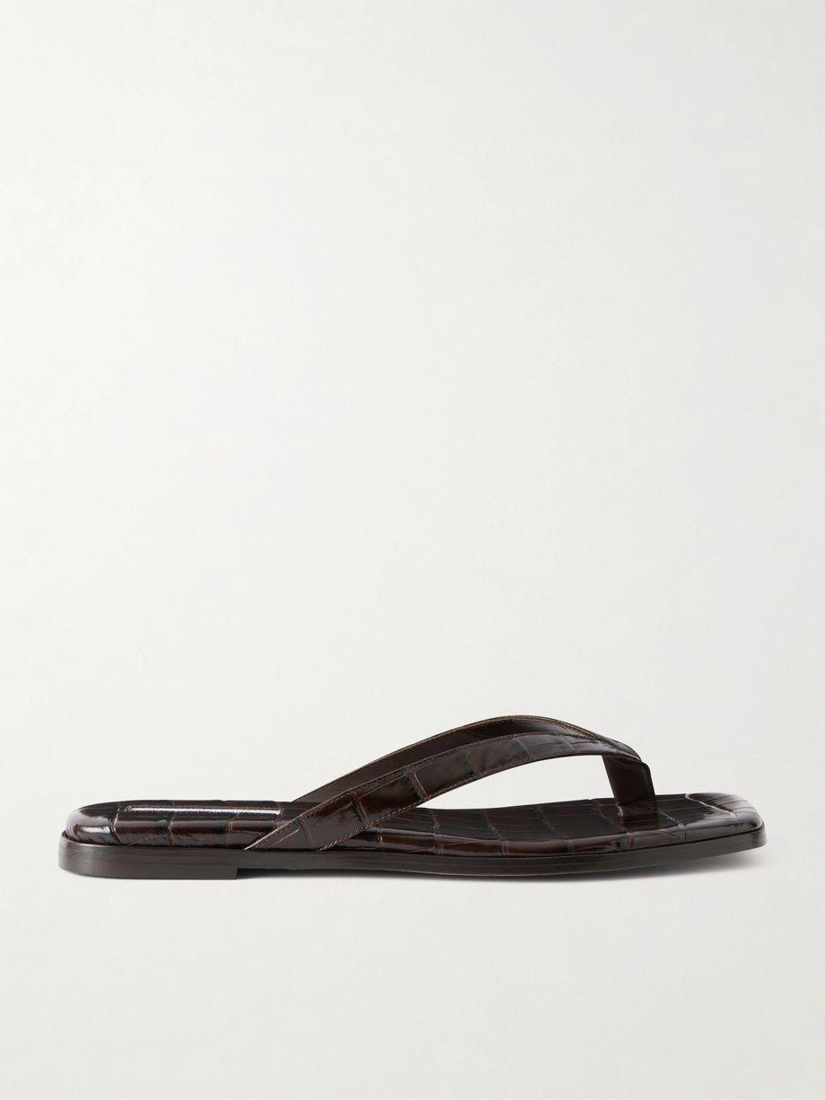 Meta croc-effect leather flip flops by EMME PARSONS