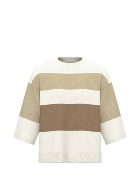 striped speckled-design sweater by EMME