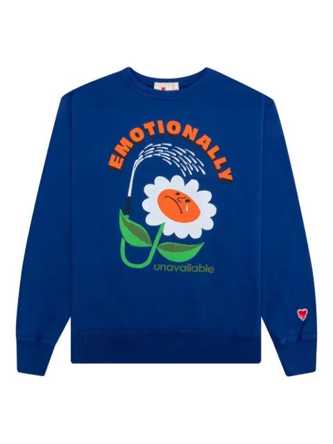 flower-graphic crew-neck sweater by EMOTIONALLY UNAVAILABLE