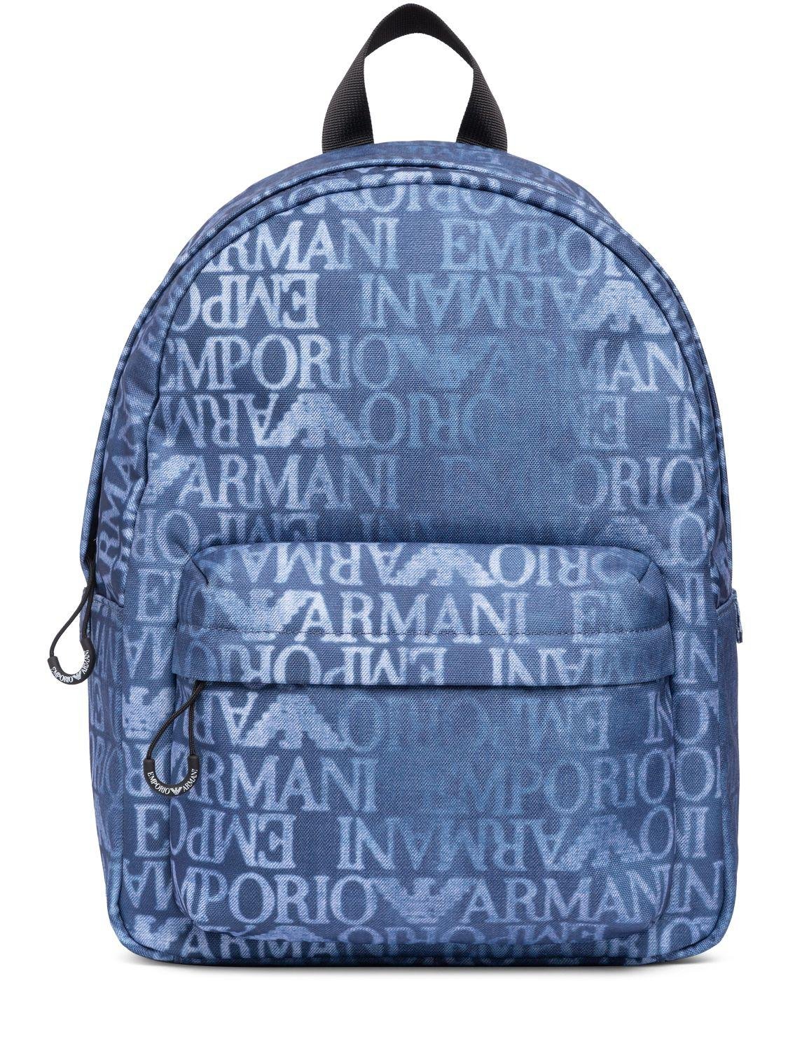 All Over Logo Nylon Backpack by EMPORIO ARMANI