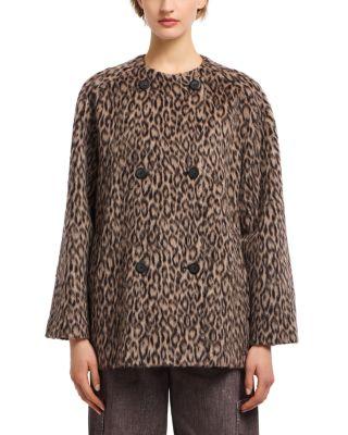 Animal Print Faux Fur Peacoat by EMPORIO ARMANI